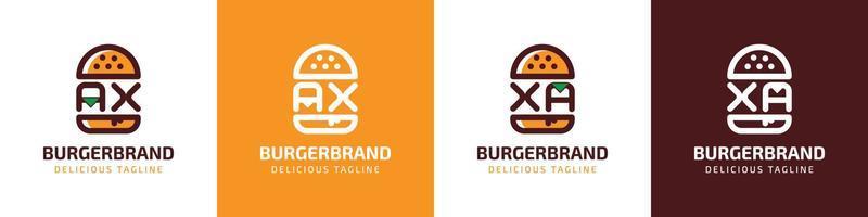 logo de letter ax y xa burger, adecuado para cualquier negocio relacionado con burger con ax o xa iniciales. vector