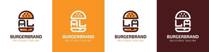 logotipo de la letra al y la hamburguesa, adecuado para cualquier negocio relacionado con la hamburguesa con las iniciales al o la. vector