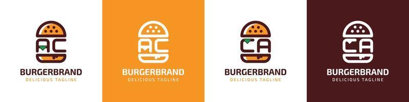 Letter AC and CA Burger Logo, suitable for any business related to burger with AC or CA initials. vector