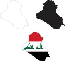 Map Iraq on white background. Iraq Map Outline. Iraq vector map with the flag inside.