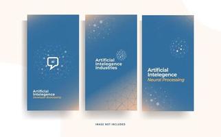 Artificial intelligence developer Bootcamp social media design and stories template vector