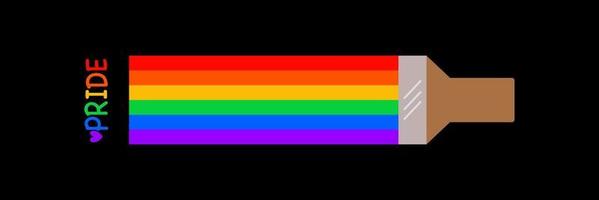 pintar con pincel los colores del arco iris símbolo de orgullo en el fondo negro vector