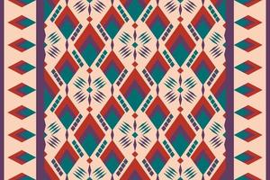 Colorful geometric ethnic seamless pattern design for wallpaper, background, fabric, curtain, carpet, clothing, and wrapping. vector