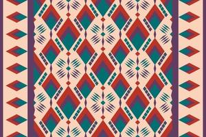 Colorful geometric ethnic seamless pattern design for wallpaper, background, fabric, curtain, carpet, clothing, and wrapping. vector