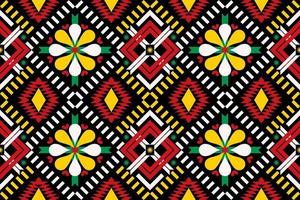 Colorful geometric ethnic seamless pattern designed for background, wallpaper, traditional clothing, carpet, curtain, and home decoration.
