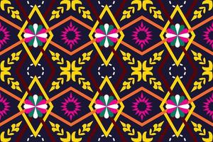 Colorful geometric ethnic seamless pattern design for wallpaper, background, fabric, curtain, carpet, clothing, and wrapping. vector