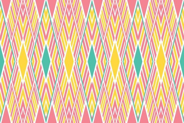 Colorful geometric ethnic seamless pattern design for wallpaper, background, fabric, curtain, carpet, clothing, and wrapping.