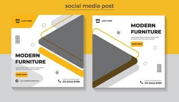 venta de muebles modernos publicación en redes sociales y plantilla de diseño de banner web vector