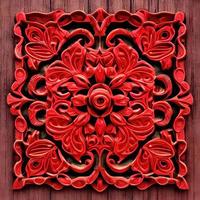 Antique Wooden Carving of Ornate Floral Designs photo