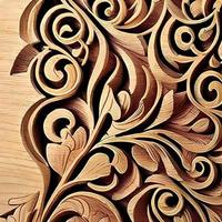 Vibrant Wooden Floral Pattern Creates Eye-catching Background Design photo