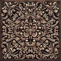 Beautiful Traditional Wooden Engraving with Floral Texture photo