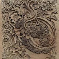 Vibrant Wooden Floral Textures in Decorative Sculptural Engravings photo