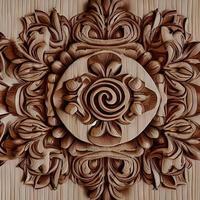 Decorative Sculptural Engraving with Vibrant Wooden Floral Textures photo