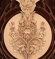 Traditional Wooden Floral Engraving for Decorative Accents photo