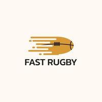 Rugby ball logo with added stripes indicating speed. vector