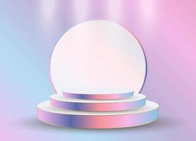 A stage of Award ceremony concept. Modern rainbow Abstract round podium. A stage of products presentation concept design vector