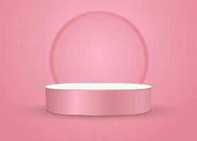 A pink 3Ds podium, stage for products display and illuminated pastel place, stage, stand use as prosucts presentation vector