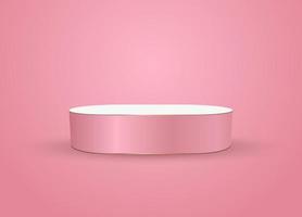 A pink 3Ds podium, stage for products display and illuminated pastel place, stage, stand use as prosucts presentation, vector illustration