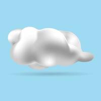 3D white cloud isolated on blue background. Vector illustration of cartoon style clouds floating in the blue sky