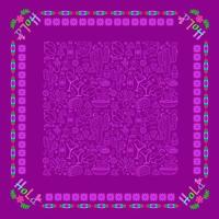 Mexican square pattern with symbols and word Hola. Bandana. Vector. vector