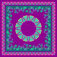 Mexican square pattern with cactus, agave, and birds. Bandana. Vector. vector