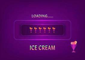 Summer holiday ice cream loading digital status bar network communication progress technology abstract background vector illustration