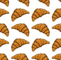 WHITE SEAMLESS VECTOR BACKGROUND WITH FRESH DELICIOUS CROISSANTS