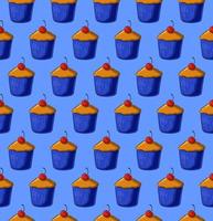 Fondo de vector transparente azul claro con deliciosos cupcakes frescos