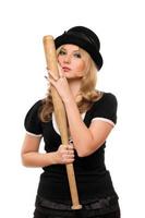 Portrait of attractive lady with a bat photo