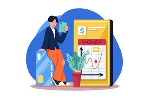 Man-Checking Financial Report Illustration concept on white background vector