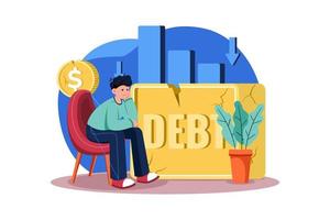 Businessman With Huge Debt Illustration concept on white background vector