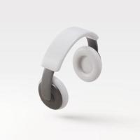 Auriculares realistas blancos 3d aislados sobre fondo blanco. tecnología de dispositivos de música. ilustración vectorial vector