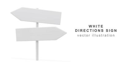 3d white directions sign on white background. Vector illustration.