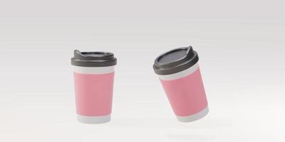 3d two paper coffee cups. Vector illustration.