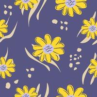 Floral seamless pattern with chamomile and abstract ornament. Suitable for fashion, wrapping paper, or background design vector