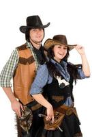 young cowboy and cowgirl. Isolated photo