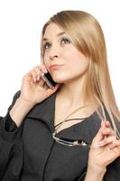 Close-up portrait of thoughtful attractive young blonde photo