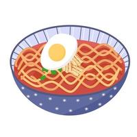 tazón de ramen con fideos de pollo vector