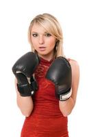 Beautiful young blonde in boxing gloves photo