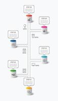 Infographics cylinder timeline to success business with 6 number data template. Vector illustration abstract background.