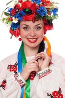 smiling woman in the Ukrainian national clothes photo