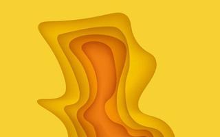 textura de color amarillo de múltiples capas capas de corte de papel 3d en banner de vector degradado. diseño de fondo de arte de corte de papel abstracto para plantilla de sitio web. concepto de mapa topográfico o corte de papel de origami suave