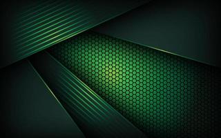 Dark abstract green light background with hexagon mesh pattern decoration. vector