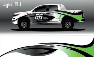 vector de diseño de envoltura de coche de carreras. diseño de kit de fondo de carreras de rayas gráficas abstractas para envoltura de vehículos, autos de carrera, rally, aventura y librea