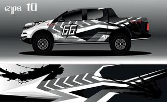 vector de diseño de envoltura de coche de carreras. diseño de kit de fondo de carreras de rayas gráficas abstractas para envoltura de vehículos, autos de carrera, rally, aventura y librea