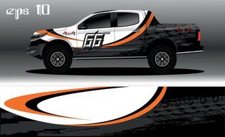 vector de diseño de envoltura de coche de carreras. diseño de kit de fondo de carreras de rayas gráficas abstractas para envoltura de vehículos, autos de carrera, rally, aventura y librea