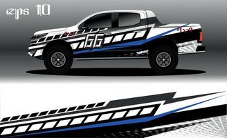 vector de diseño de envoltura de coche de carreras. diseño de kit de fondo de carreras de rayas gráficas abstractas para envoltura de vehículos, autos de carrera, rally, aventura y librea