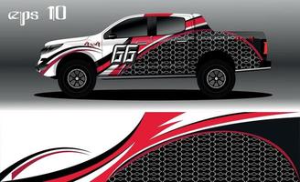 Racing car wrap design vector. Abstract graphic stripe racing background kit design for vehicle wrap, race car, rally, adventure and livery vector