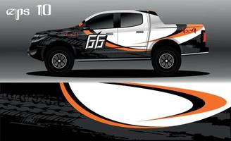 vector de diseño de envoltura de coche de carreras. diseño de kit de fondo de carreras de rayas gráficas abstractas para envoltura de vehículos, autos de carrera, rally, aventura y librea