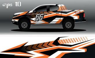 vector de diseño de envoltura de coche de carreras. diseño de kit de fondo de carreras de rayas gráficas abstractas para envoltura de vehículos, autos de carrera, rally, aventura y librea